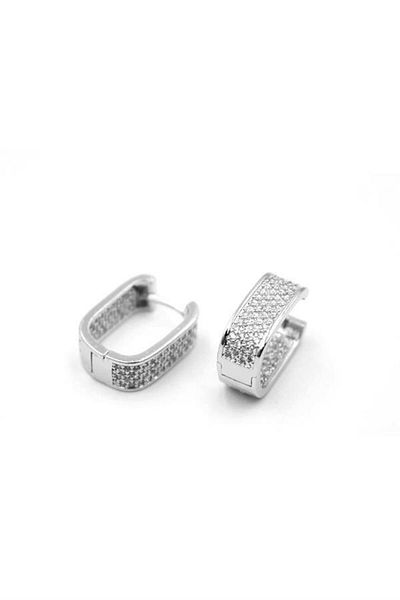 MR RZN STORE Jewelled Hoop Earrings - Silver