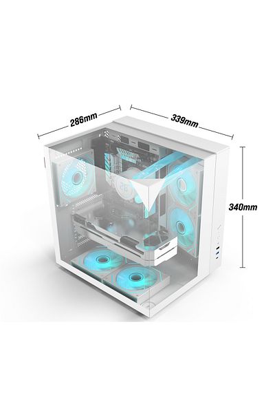 SHARX PROFIN Mid-Tower Gaming Cabinet, ATX, 5x 120mm Pre-Installed ARGB Fans White - GX500W