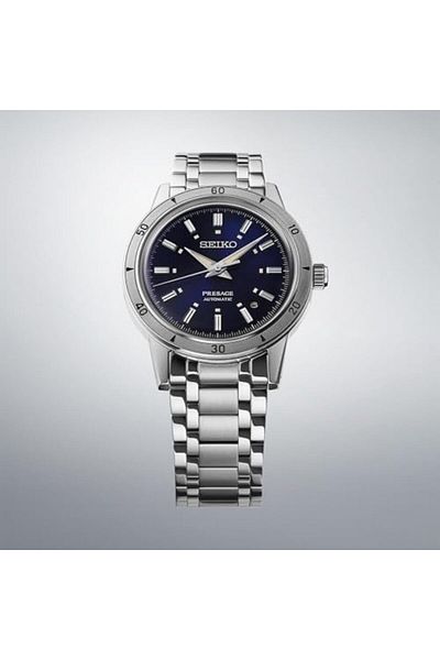 Seiko Presage Style 60's Automatic Men's Watch Blue Background SRPL07J1 Steel Case and Bracelet