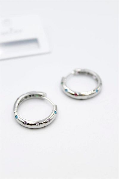 MR RZN STORE Jewelled Hoop Earrings - Silver
