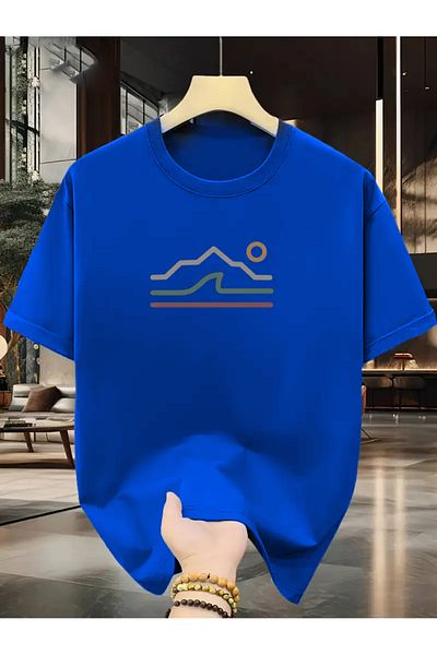uyguntarz Unisex Sunny Mountain Design Printed Tshirt
