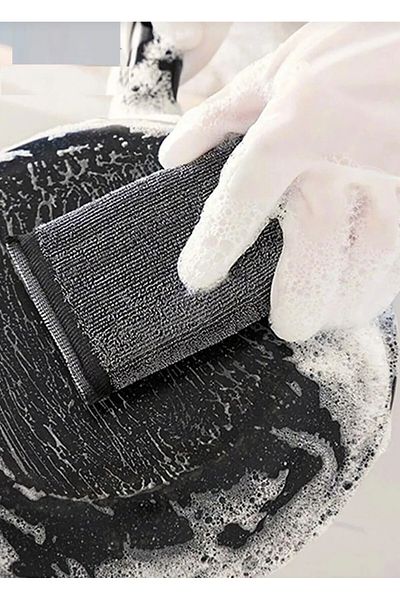 EVİMA (4 Pieces) Stainless Magic Dish Sponge with Black Inox Wire