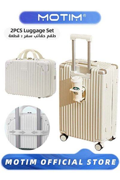 MOTIM 2pcs Boarding Carry-on Luggage Sets Aluminum Framed Suitcase Travel Luggage 14＋22inch