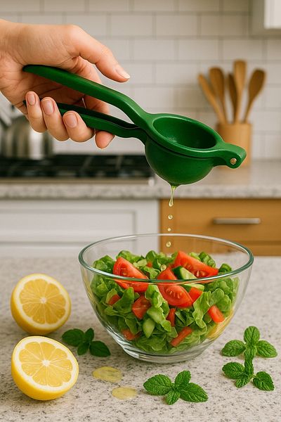 hemlife Metal Rustproof Lemon and Citrus Juicer Squeezer with Special Design Pattern Lemon Orange Juicer Green