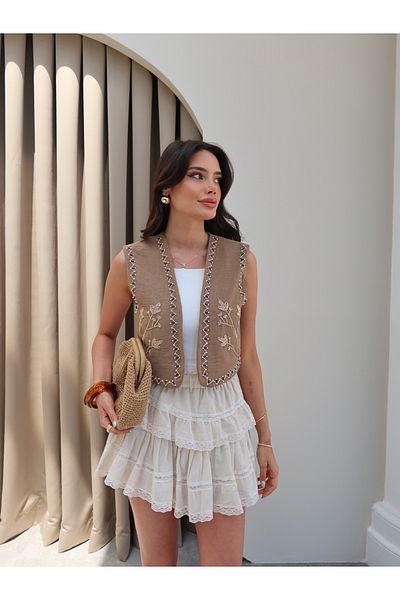 ESRAHELVACI Beadwork Cotton Vest