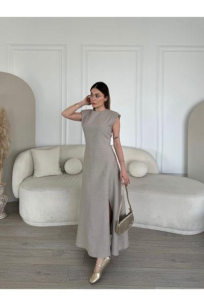 Deppot Vattkali Linen Slit Graduation Prom Special Occasion Wedding Holiday Dress