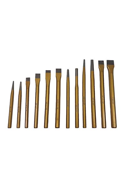 flores Set of 12 metal chisels, gold