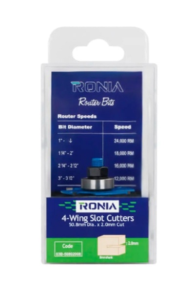 RONİA Ronia Ahşap Freze Bıçağı 03B-50802008 Dört Kanatlı Rulmanlı Yivli Kanal...