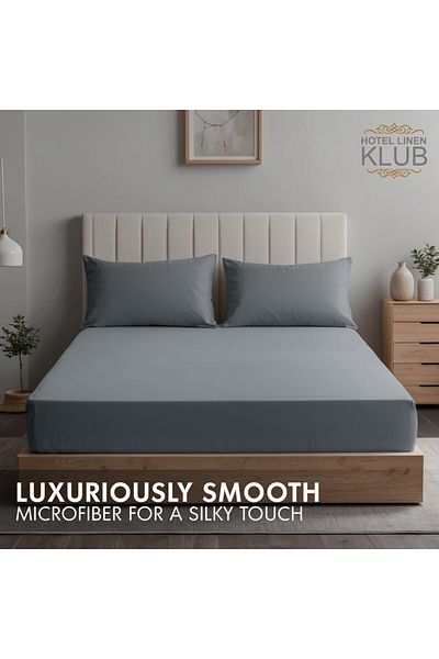 Hotel Linen Klub 2-Piece Microfiber Single (90x190cm) Plain Fitted Sheet Set