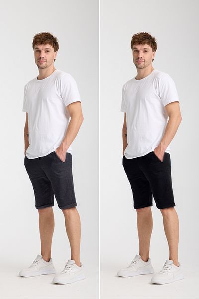 VERSCOVE Men's Double Leg 2-Piece Advantage Set with Side Pockets and Lace-Up Waist Basic Combed Cotton Shorts