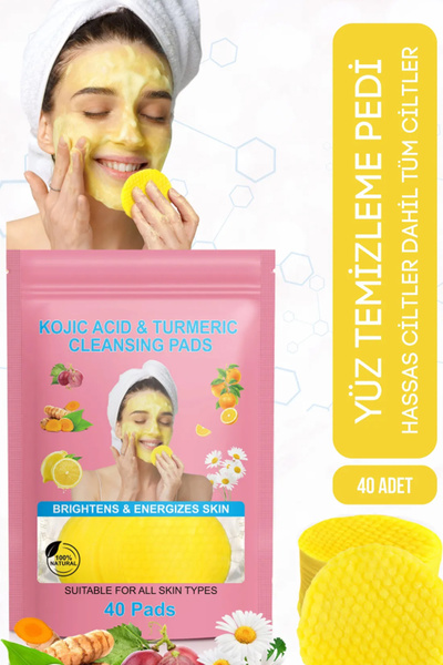 elbbub Anti-Blemish Kojic Acid Turmeric Facial Cleansing Pad Deeply Cleansing Suitable for All Skin 40Pcs