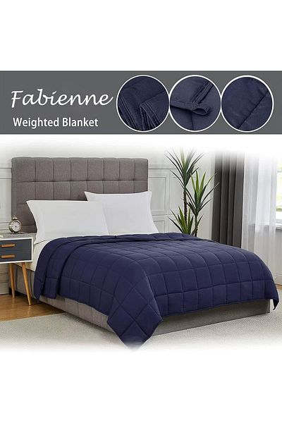Fabienne Weighted Blanket 15lbs/6.8kg 150x200 cm for Anxiety, Stress & Sleep Relief Navy Blue