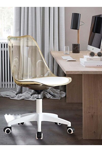 Taimi 4-Pieces Adjustable Swivel 360° Armless Desk Chair w/ wheels,Brown- 77-87H x 43-53SH x 54D x 48SW cm