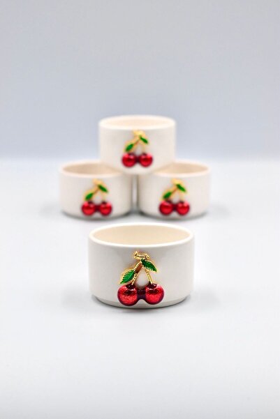 iQey Home 6 Lı Beyaz Porselen Kiraz Sosluk Lokumluk Sunum Kasesi Mini Boy