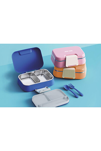 Bear&Dear Single Layer Two Compartment Stainless Steel Lunch Box