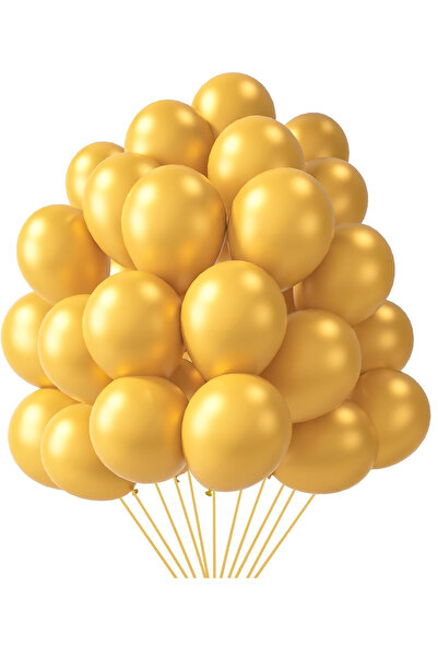 Parti dolabı 10'lu Metalik 12 Inç Gold Latex Balon Sedefli Parlak Altın Doğum Günü Balonu