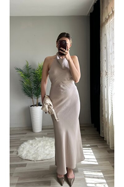 ensbutik Sırt Dekolteli Modal Uzun Elbise