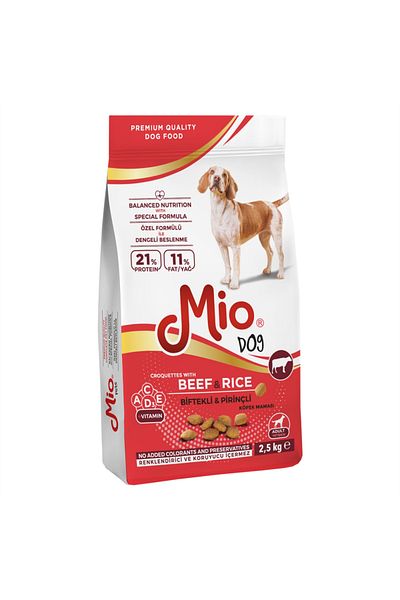 MİO Mancare uscata caini❤️ adulti Mio Dog Premium mancare caini⭕ adulti, vitel si orez sac granule 2.5Kg