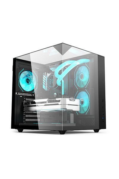SHARX PROFIN Mid-Tower Gaming Cabinet, ATX, 5x 120mm Pre-Installed ARGB Fans, Controller Black - GX500B.