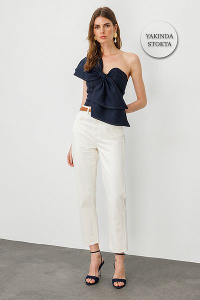 pieces of melon Ecru high waist straight jeans
