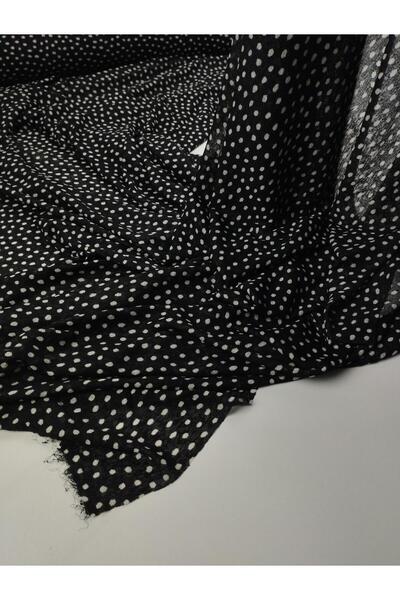 Kumaş Parça جيرسي رفيع باللون الأسود مع نقاط بيضاء (العرض 140 سم × الطول 120 سم)