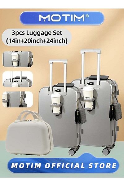 MOTIM 3pcs Luggage Set Carry On Luggage Suitcase Travel Bag for Business Travel 14+20+24inch