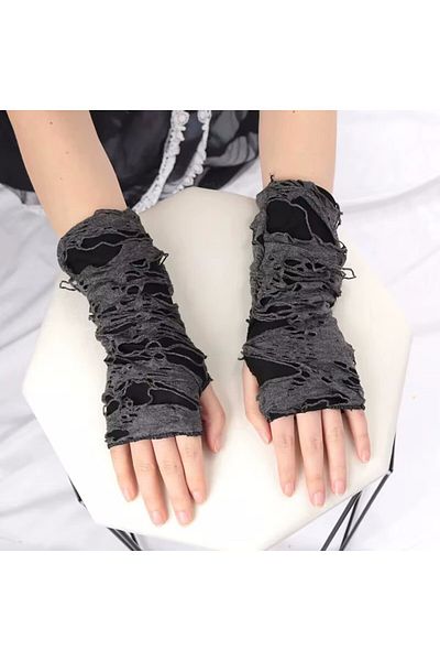 VEGAROKS Punk Gothic Y2K Fingerless Ripped Gloves Imported
