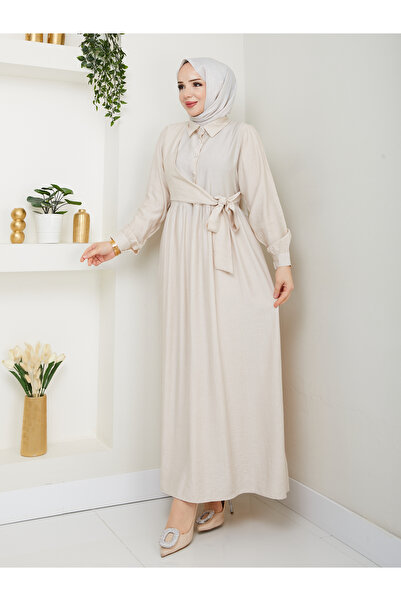 modapark.ist Γυναικείο φόρεμα με κορδόνια μπροστά με κουμπιά