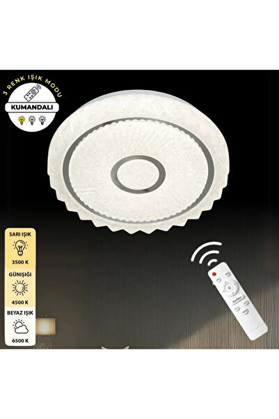 Elektroyou Crown Krom Uzaktan Kumandalı 3 Renk 30 cm Led Avize