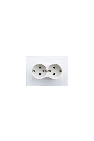 flores Priza dubla cu impamantare, alb, 117 x 80 mm