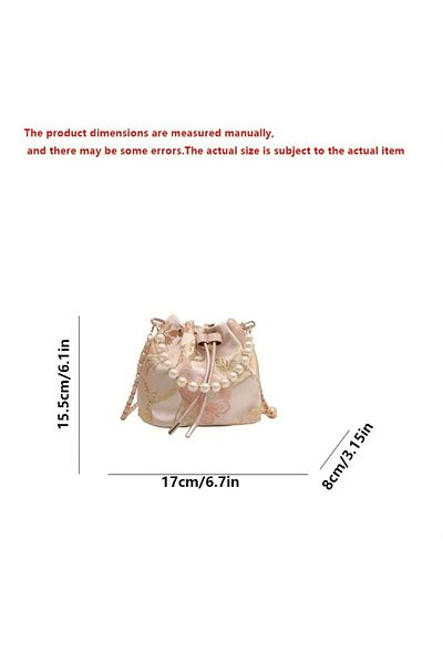 ÇANTA Vip Cheongsam Style Draw String Light Pink Color Bag