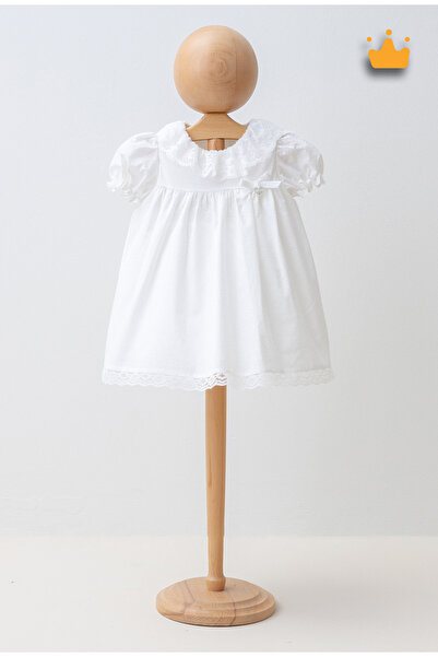 Mymio 6-24 Ay Kız Bebek Çocuk Çiçek Baskılı Dantel Yaka Yazlık Bayramlık Elbise 4294