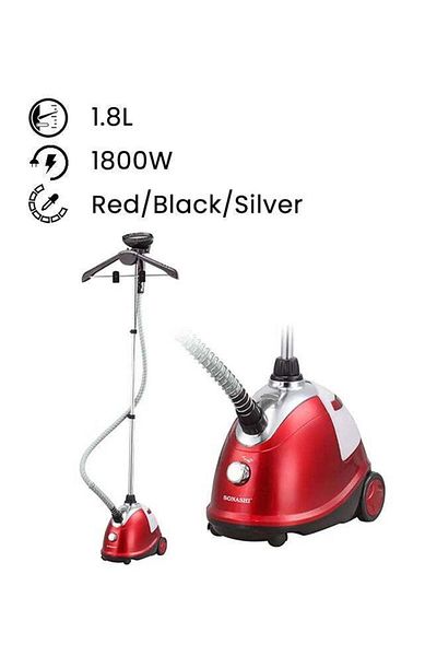 sonashi 1.8L Tank Garment Steamer | Heavy Duty Garment Steamer with Supporting Pole | Anti-Slip Foot Wheel w