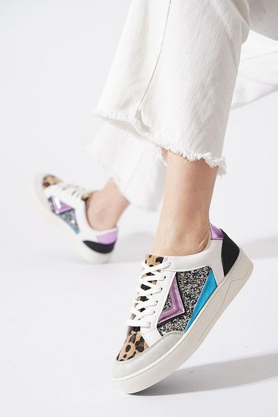 Moda Pie Peno flat sole colorful women's sports shoes fuchsia - leopard