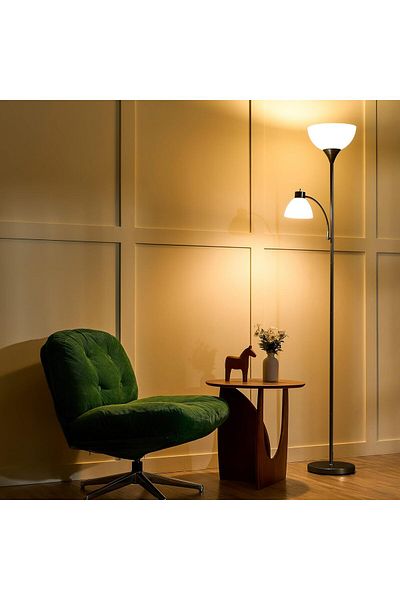 COOYA Floor Uplighter And Reading Lamp Black/White