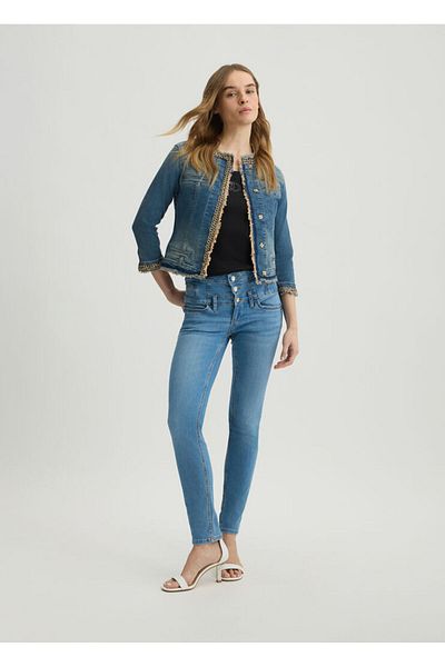 september island Blue Chain Detailed Denim Jacket