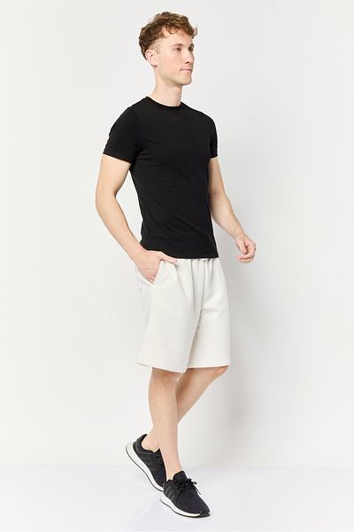 Algspar Men Brand Logo Basic Shorts, Off White