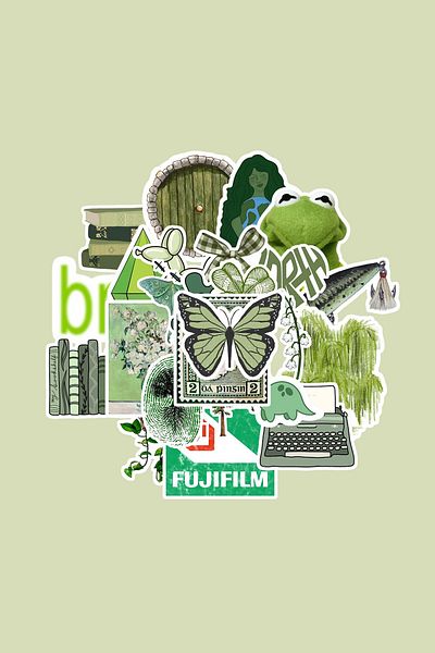 dadi ramba Green Color Sticker Pack -Bullet Journal - Agenda -Laptop Label Sticker