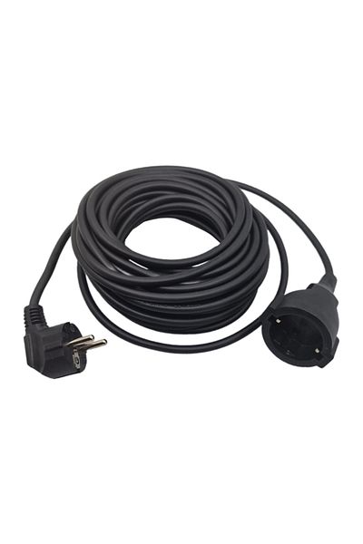flores Extension cable, coupler and plug, grounding, black, 10 m
