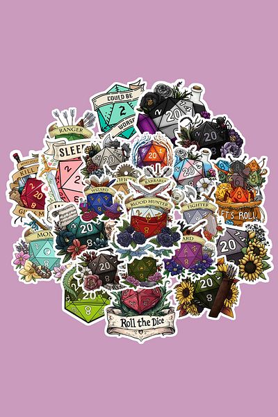 dadi ramba Dice Sticker Pack -Bullet Journal - Agenda -Laptop Label Sticker
