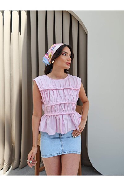 ESRAHELVACI Pink Gather Detail Blouse