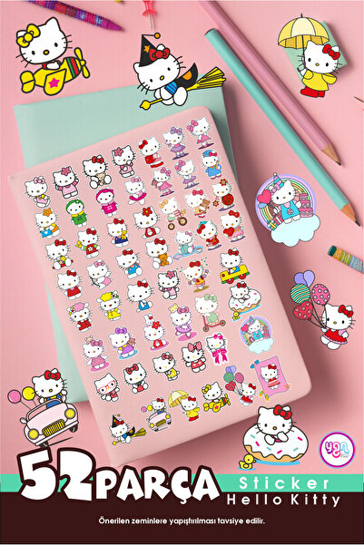 YGNPLUS Hello Kitty Sticker Yapıştırma Etiket 52 Parça