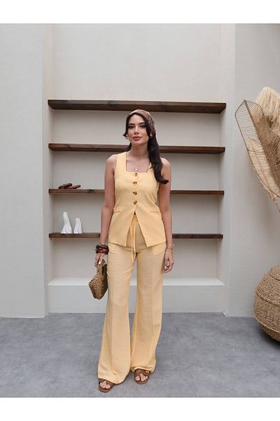 ESRAHELVACI Square Collar Vest Pants Set