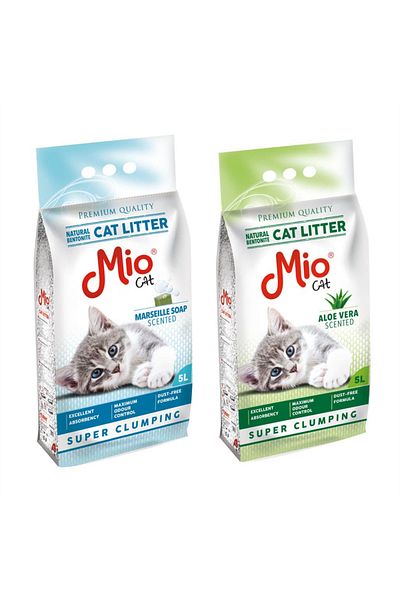 MİO Cat Litter❤️, Mio Cat, High Premium Bentonite, Aloe Vera Fragrance, makes large compact lumps 10l