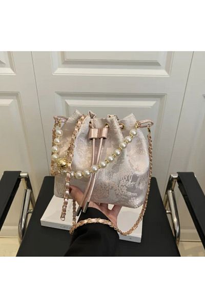 ÇANTA Vip Cheongsam Style Draw String Light Pink Color Bag