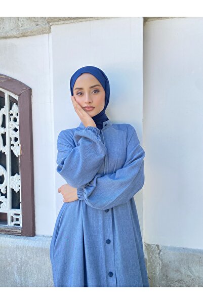 JALİA Reglan kol hakim yaka ince dokuma çıtçıt kapama uzun giyçık-6068