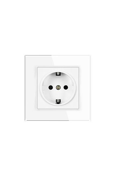 flores Priza simpla cu impamantare, patrata, alb, 82 x 81 mm