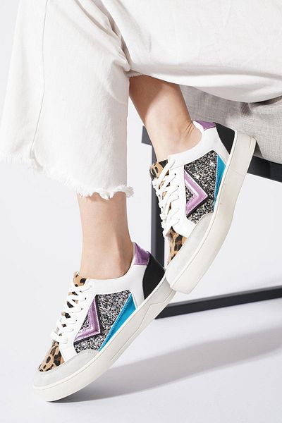 Moda Pie Peno flat sole colorful women's sports shoes fuchsia - leopard