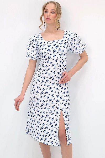 İKLİM LİFE Square neck back lace-up patterned dress