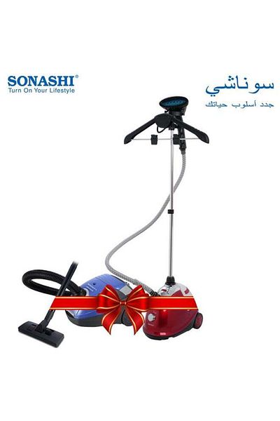 sonashi Free Standing Garment Steamer With Suction Canister Vacuum Cleaner Bundle 1.8 L 1800 W SGS-311 + SVC
